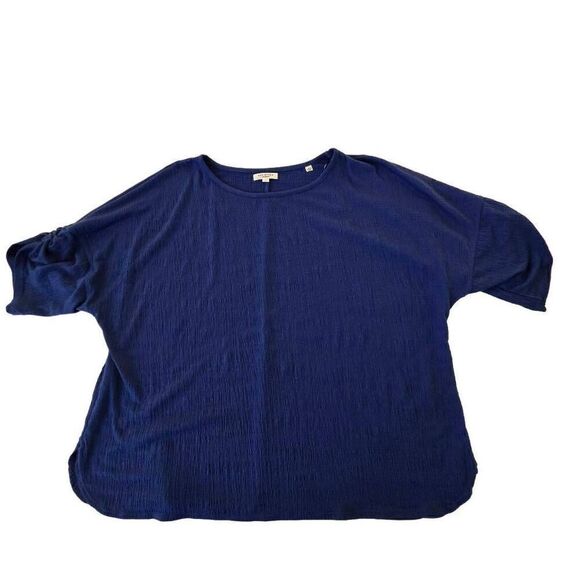 Max Studio Womens Blue Cinched Short Sleeve Plus Size Top - Picture 10 of 10